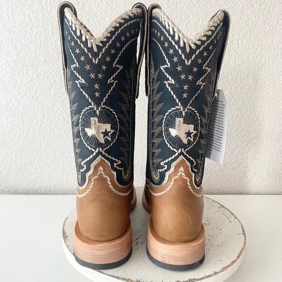 Lane RODEO HOUSTON Mens Cowboy Boots 9 Brown Leather Western Mid Calf Blunt Toe - Picture 3 of 11